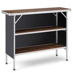 NP10612CF Folding Camping Table with 2-Tier Open Shelves for Outdoor BBQ, Coffee