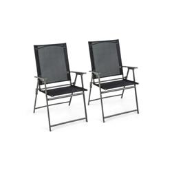Picture of Costway NP11024BK-2 Patio Folding Chair with Armrests for Deck Garden Yard&#44; Black & Gray - 2 Piece