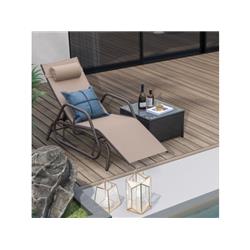 NP11031CF Outdoor Chaise Lounge Glider Chair with Armrests & Pillow, Rustic Brown