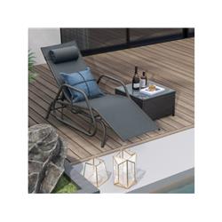 Picture of Costway NP11031GR Outdoor Chaise Lounge Glider Chair with Armrests & Pillow&#44; Gray