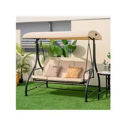 NP11065BE 3-Seat Outdoor Porch Swing with Adjustable Canopy, Beige
