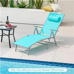 Picture of Costway NP11091TU Folding Chaise Lounge Chair Outdoor Reclining Chair for Backyard, Turquoise