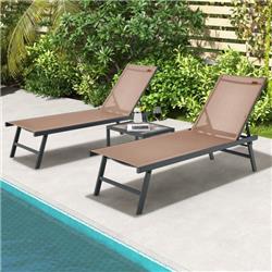Picture of Costway NP11119CF Patio Chaise Lounge Chair & Table Set for Poolside Yard&#44; Brown - 3 Piece