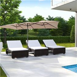 NP11129CF 15 ft. Double-Sized Patio Umbrella with Crank Handle & Vented Tops, Brown