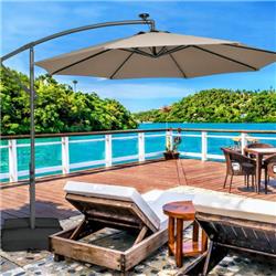 NP11133CF 10 ft. Cantilever Umbrella with 32 LED Lights & Solar Panel Batteries, Tan