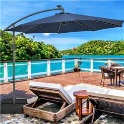 NP11133NY 10 ft. Cantilever Umbrella with 32 LED Lights & Solar Panel Batteries, Navy