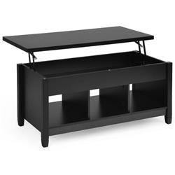 JV10649DK Lift Top Coffee Table with Storage Lower Shelf, Black