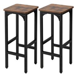 Picture of Costway JV10666CF-2 28 in. Dining Bar Chair Set with Footrest & Adjustable Pads&#44; Rustic Brown - 2 Piece
