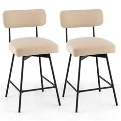 Picture of Costway JV10676BE-2 25 in. Modern Upholstered Bar Stool with Back & Footrests&#44; Beige - 2 Piece