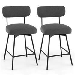 Picture of Costway JV10676GR-2 25 in. Modern Upholstered Bar Stool with Back & Footrests&#44; Gray - 2 Piece