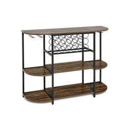 Picture of Costway JV10682CF 47 in. Wine Rack Table with Glass Holder & Storage Shelves&#44; Rustic Brown