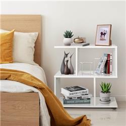 JV10686WH 24 in. 3-Tier Geometric Bookshelf with Thick Foot Pads, White