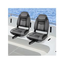 NP10522DK-1 High Back Folding Boat Seats with Black Gray Sponge Cushion & Flexible Hinges