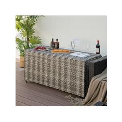 NP10549GR 96 gal PE Wicker Outdoor Storage Box with 4 Wheels, Gray