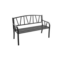 NP10917DK Patio Garden Bench with Rustproof Metal Frame & Slatted Seat, Black