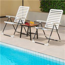 Picture of Costway NP10924WH-2 PP Folding Patio Chaise Lounger with 7-Level Backrest, White - 2 Piece