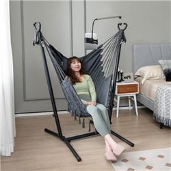 NP10958GR Height Adjustable Hammock Chair with Phone Holder & Side Pocket, Gray