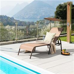 NP10995CF Patio Heavy-Duty 5-Level Adjustable Chaise Lounge Chair, Brown