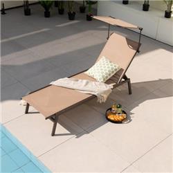 Picture of Costway NP10996CF Outdoor Chaise Lounge Chair with Sunshade & 6 Adjustable Position&#44; Brown
