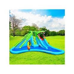 Picture of Costway OP70028 Inflatable Crocodile Water Slide Climbing Wall Bounce House with 780W Blower