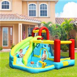 Picture of Costway OP70980 6-in-1 Inflatable Bounce House with Climbing Wall & Basketball Hoop with Blower