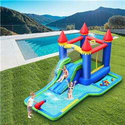 Picture of Costway OP70587-ES10150US Inflatable Bounce House Castle Water Slide with Climbing Wall & 550W Blower