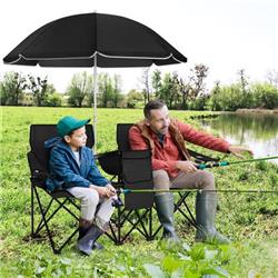 OP70621DK Portable Folding Picnic Double Chair with Umbrella, Black