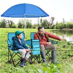 OP70621TU Portable Folding Picnic Double Chair with Umbrella, Turquoise