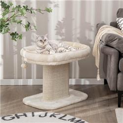 Picture of Costway PV10026BE Modern Cat Tree Tower with Large Plush Perch & Sisal Scratching Plate&#44; Beige