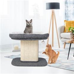 Picture of Costway PV10026GR Modern Cat Tree Tower with Large Plush Perch & Sisal Scratching Plate&#44; Gray