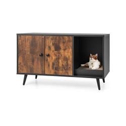Picture of Costway PV10065 Cat Litter Box Enclosure with Double Door Cabinet