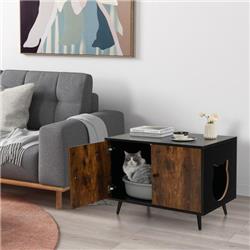 Picture of Costway PV10067 Industrial Cat Litter Box Enclosure with Divider & Cat - Shaped Entries