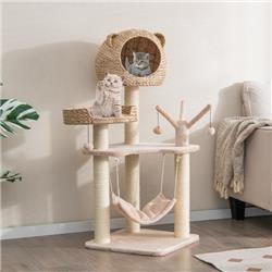 Picture of Costway PV10069NA Multi-Level Cat Tree with Condo Hammock & Rotatable Hanging Balls&#44; Natural