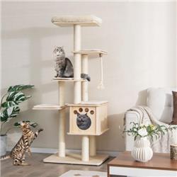 Picture of Costway PV10073NA 67 in. Modern Cat Tree Tower with Top Perch & Sisal Rope Scratching Posts&#44; Natural