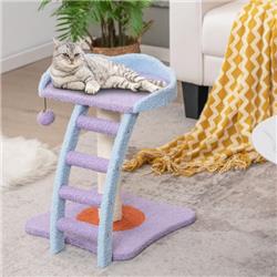 Picture of Costway PV10082PU 19 in. Mohair Plush Cat Tree with Ladder & Jingling Ball&#44; Purple