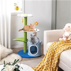 Picture of Costway PV10084BL 34.5 in. 4-Tier Cute Cat Tree with Jingling Balls & Condo&#44; Blue