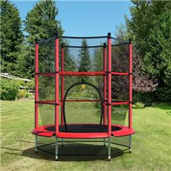 Picture of Costway SP34932 55 in. Round Exercise Jumping Trampoline with Safety Pad, Red