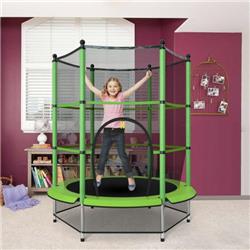 Picture of Costway SP34933 55 in. Round Exercise Jumping Trampoline with Safety Pad, Green