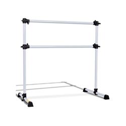 SP36169SL 4 ft. Height Adjustable Portable Double Freestanding Ballet Barre, Silver