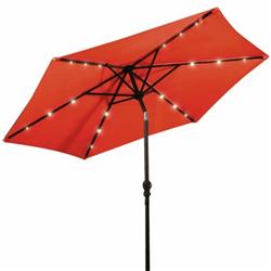OP70736OR 9 ft. Patio LED Solar Umbrella with Crank, Orange