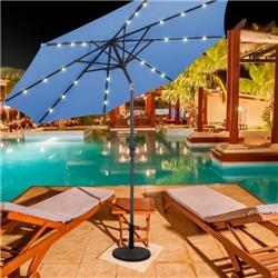 OP70737BL 10 ft. Patio Solar Umbrella with Crank & LED Lights, Blue
