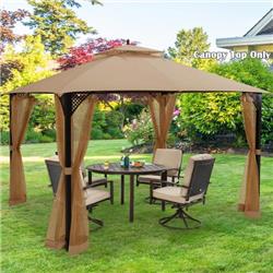 OP70382CF-A 10 x 12 ft. Gazebo Replacement Top with Air Vent & Drainage Holes, Brown