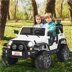 TQ10152US-WH- 12V 2-Seater Ride on Car Truck Toy with Remote Control & Storage Room, White