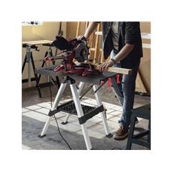 TH10046RE Portable Folding Workbench with Adjustable Height for Garage Home, Black & Red