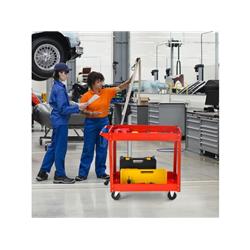 TH10053RE 2-Tier Utility Cart with Handle & Heavy-Duty Metal Frame, Red