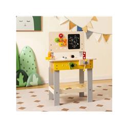 Picture of Costway TP10071 Wooden Pretend Play Workbench Set with Blackboard for Toddlers Ages 3 Plus