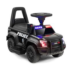 TQ10111US-BK 6V Kids Ride On Police Car Toy with Real Megaphone & Siren Flashing Lights, Black