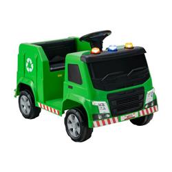 TQ10129US-GN 12V Kids Ride-on Garbage Truck Toy with Warning Lights & 6 Recycling Accessories, Green