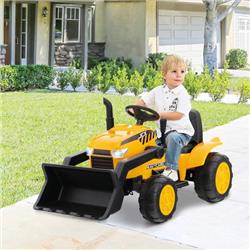 TQ10144US-YW 12V Kids Ride on Excavator Toy with Adjustable Digging Bucket, Yellow