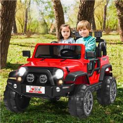TQ10152US-RE- 12V 2-Seater Ride on Car Truck Toy with Remote Control & Storage Room, Red